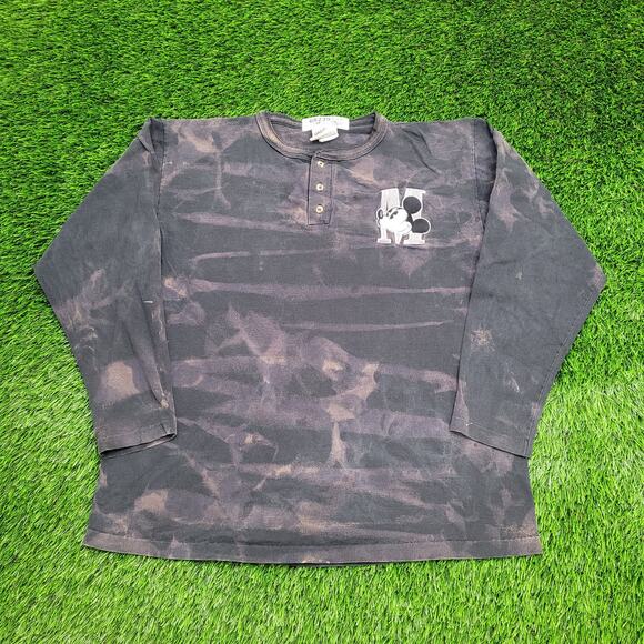 Vintage 90s Mickey Shirt Womens Xl 22x26 Bleached Black - Picture 1 of 13